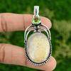 Daughters Day Deal 925 Silver Fossil Coral Stone Peridot Handmade Trendy Pendant