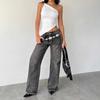 New European and American Sleeveless Top, Solid Color One-shoulder Top