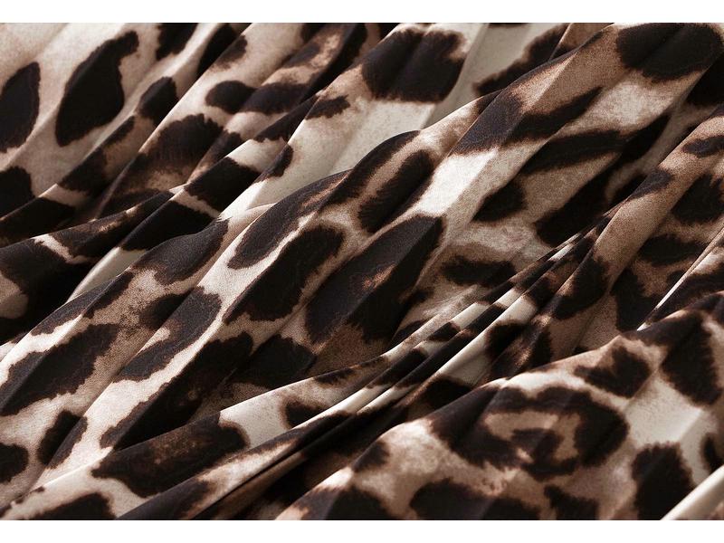 Spring 2026 Retro Leopard Print High Waist Pleated Midi Skirt for Women (D9908)