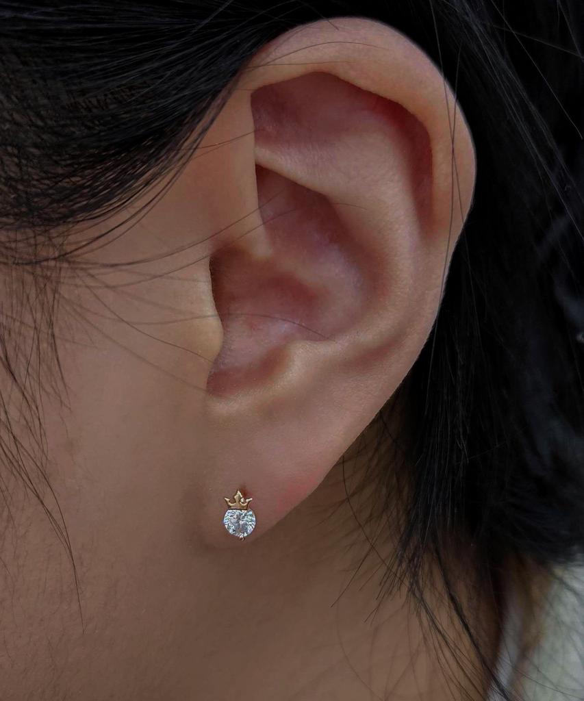 Helene Jewelry 14K Cubic Crown Earrings