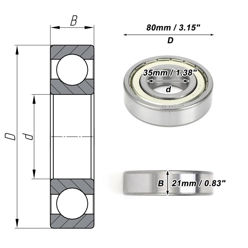 Motoforti 6307ZZ Deep Groove Ball Bearings P0 35x80x21mm Lubricated Bearings Double Metal Seal Scooter Skateboard Wheel