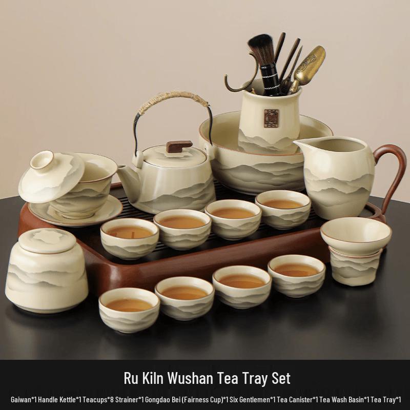 Керамический чайный набор из 15 предметов Chaxun Ru Kiln