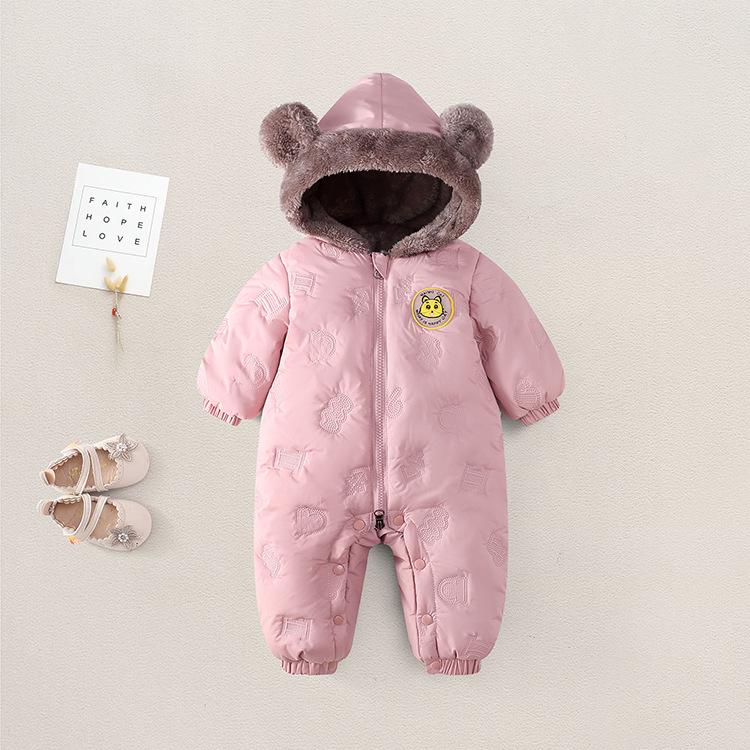 Infant Winter Fleece Romper for 3-12 Months - Unisex, Thick, Cotton-padded