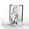90*90Cm Square Flower Silk Scarves Women Hijab Shawls Print Kerchief Femme Head Scarf Foulard Bandana Beach Pareo