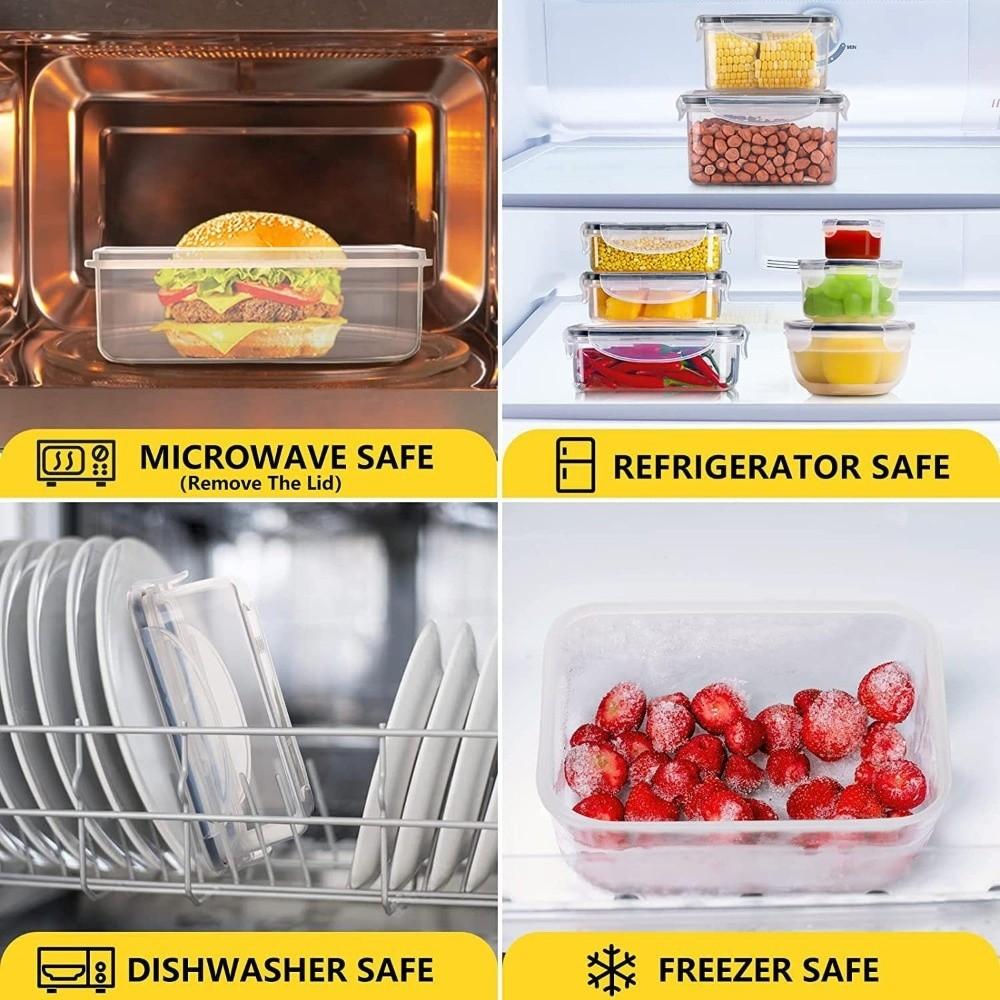 Transparent Airtight Food Containers Snap Lids Sealed Food Storage Containers Leakproof Plastic Refrigerator Storage Box