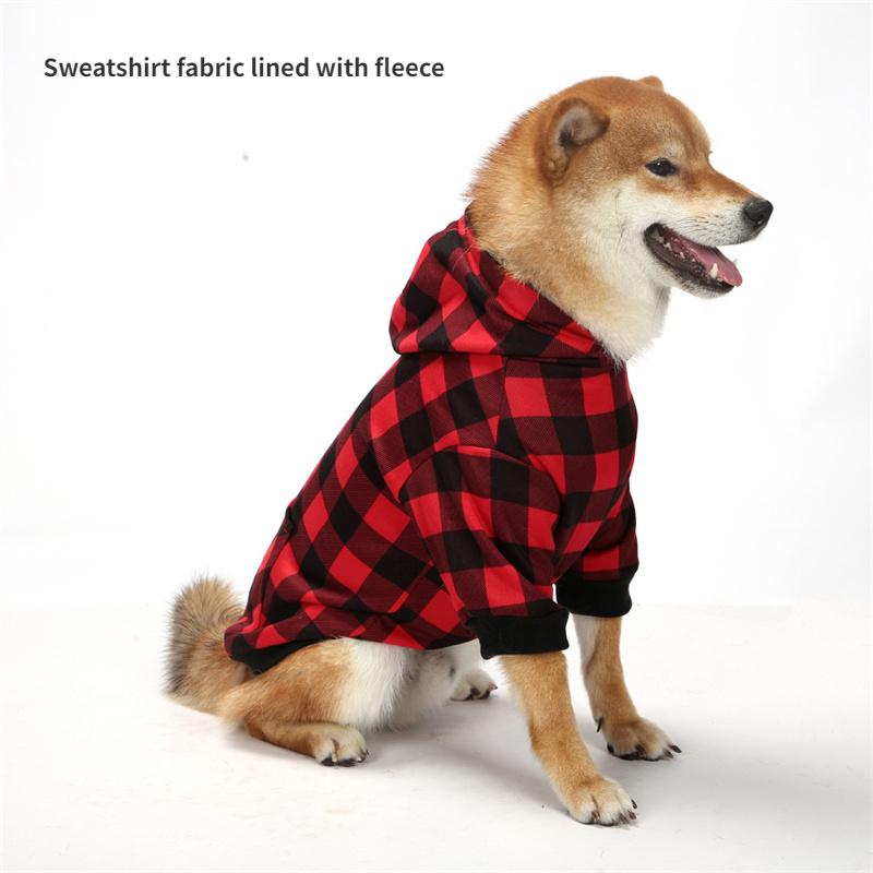 Neue Weihnachten Hund Kleidung Verdickt Plaid Mit Kapuze Mittlere und Große Hunde Haustier Zwei Fuß Sweatshirt