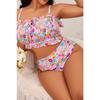 2025 Print 2 Piece Plus Size Bikini Women Verge Strapped Large Swimsuit High Waist Lady Swimwear Beach Chubby Curvy Bathing Suit