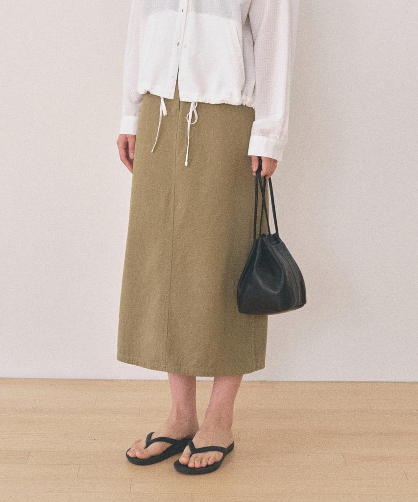 Manggomaenipeullijeu Hem Washed Skirt_Khaki