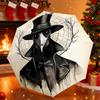Automatic Umbrella with Victorian Plague Doctor Top Hat Portrait Print, Windproof Travel Umbrella for Adults, Outdoor Rain Gear