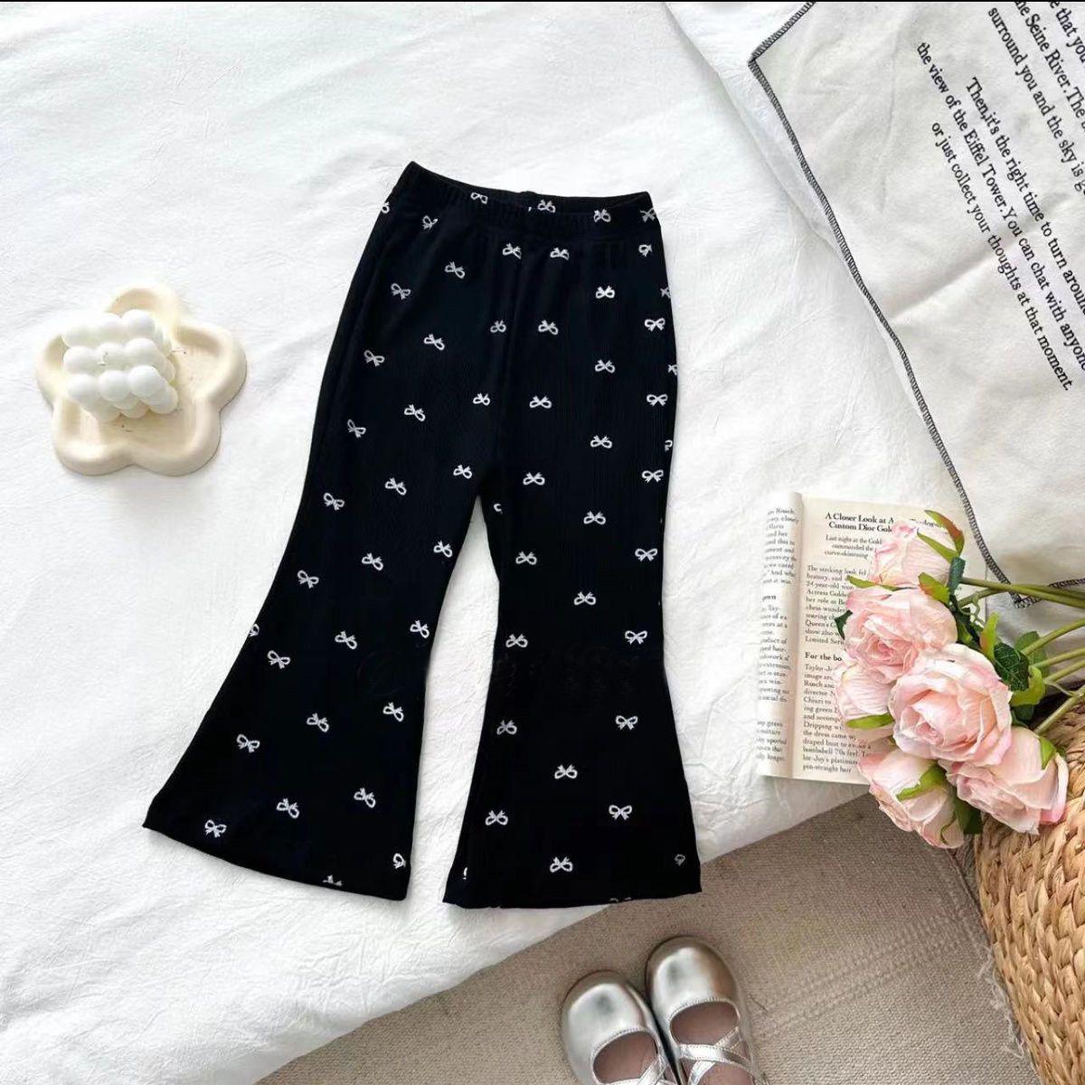 

Girls Autumn Korean Flare Pants - Versatile Printed Long Casual Trousers Size 80