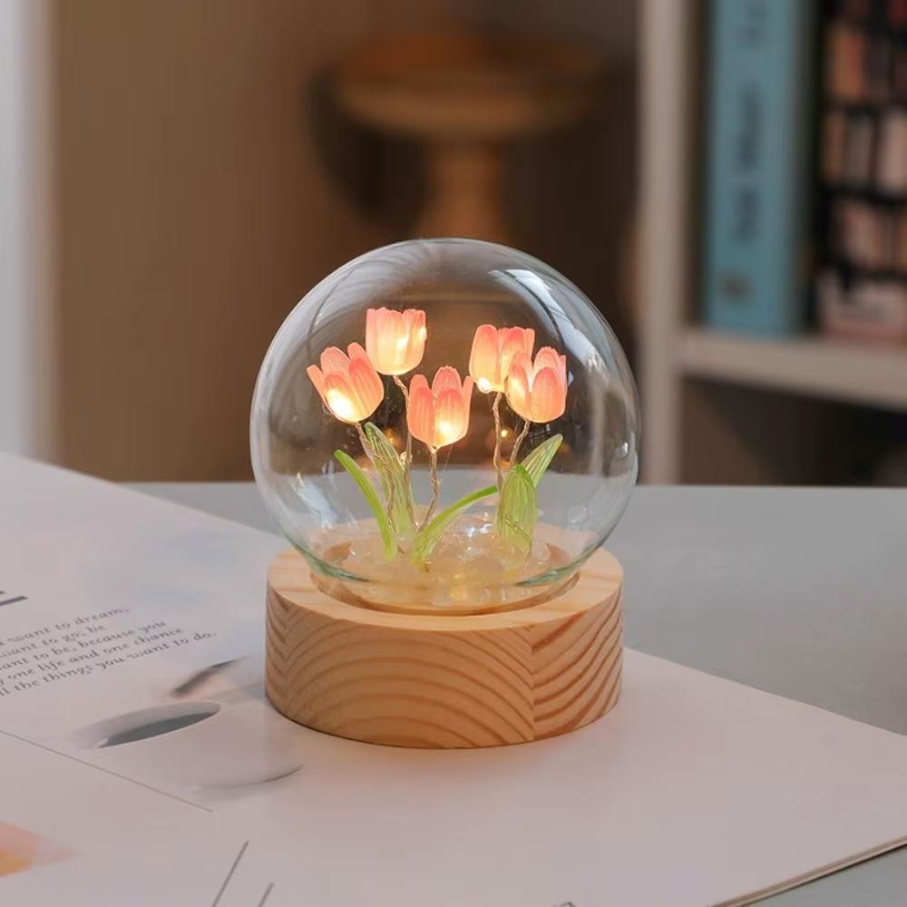 D5 DIY Tulip Night Light Cute Bedroom Room Decor Floral Lamp Valentines Day Gift Lampara Tulipanes Girlfriend Material Handmade