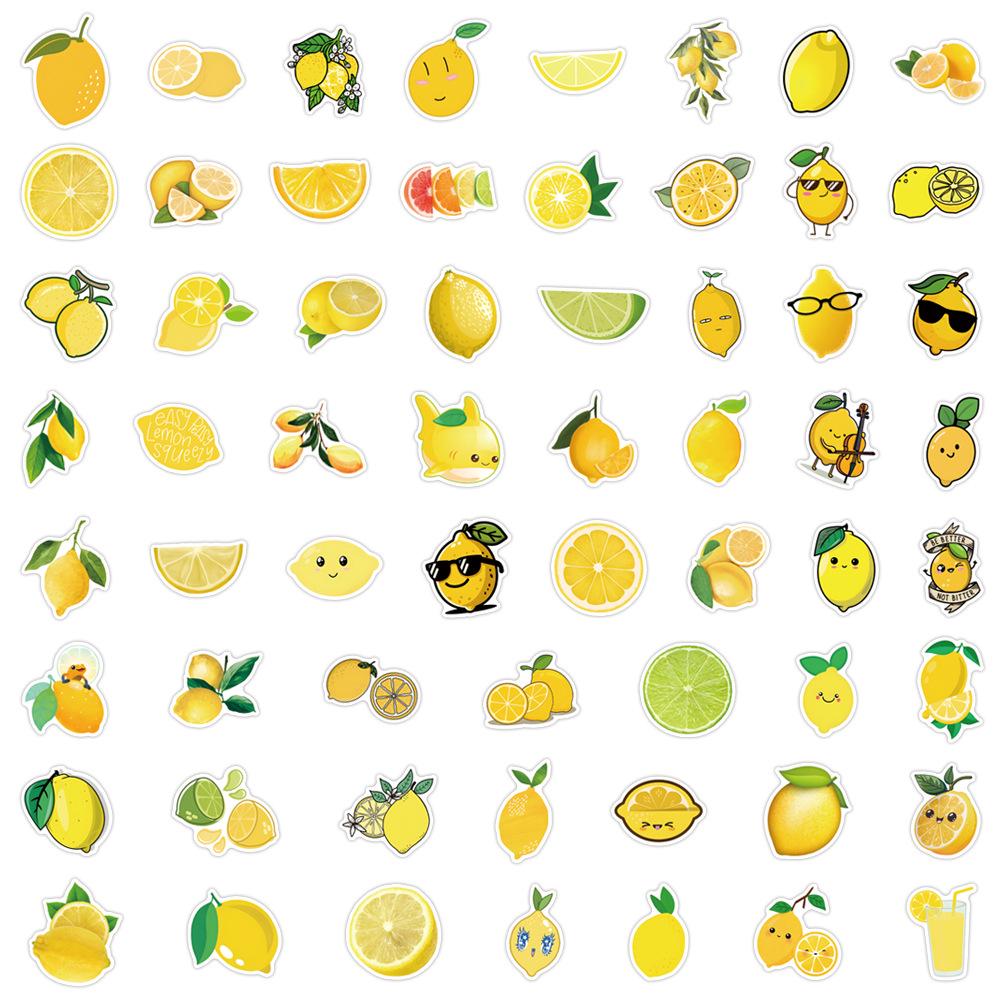 

60 Cartoon Fruit Lemon Waterproof Stickers for Journals, Water Bottles, and Computers