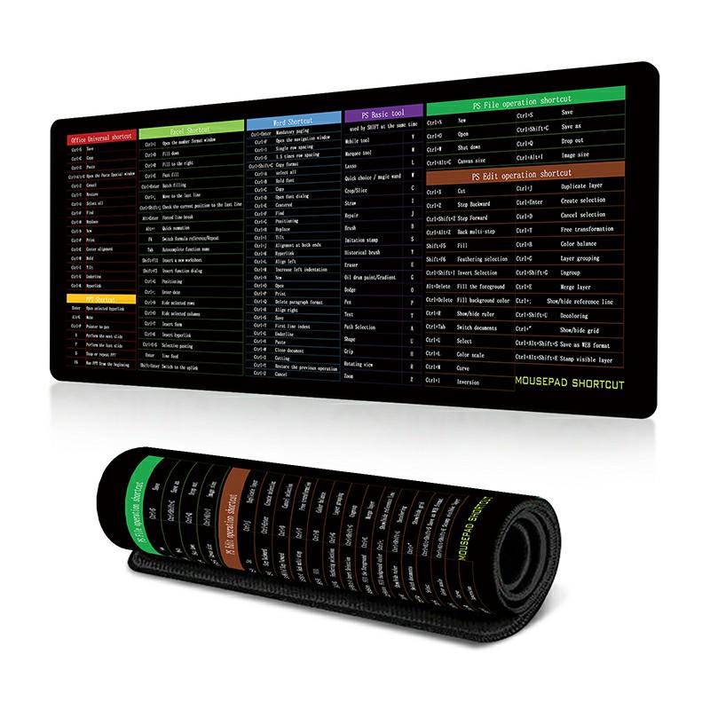 

300*800*3mm Anti-slip Gaming Mouse Pad Shortcut Keys Rubber Desk Mat As Shown H