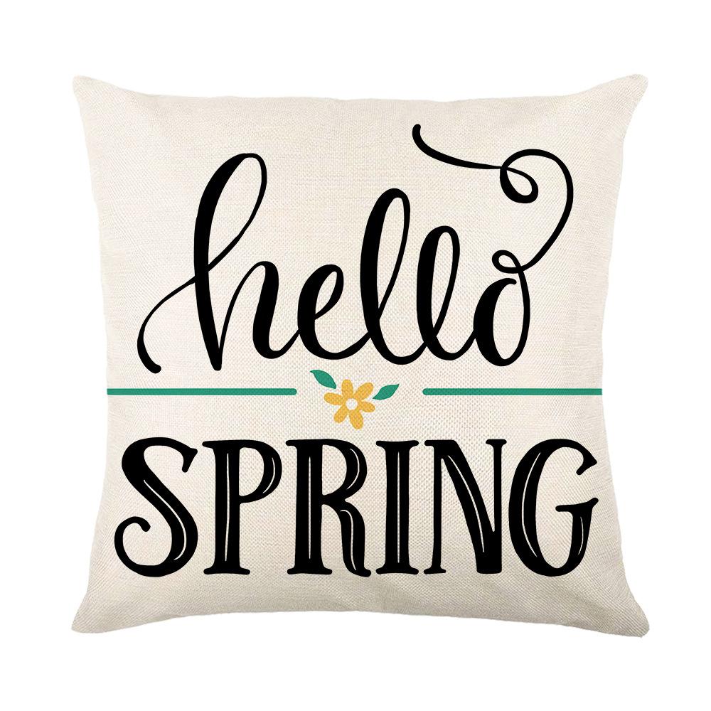 New Spring Printed Pillow Cover Polyester Letter Flower Bouquet Home Cushion Cover Bedroom Cushion Cover