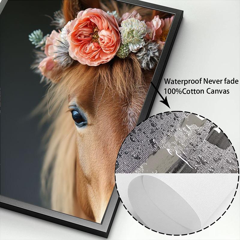 Baby Animals Bunny Goat Pig Dog Horse Sheep Flower Crown Canvas Posters and Prints Wall Art Pictures for Home Kid Room Decor