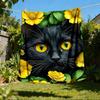 1pc Black Cat Print Print Outdoor Blanket, Lightweight Polyester,