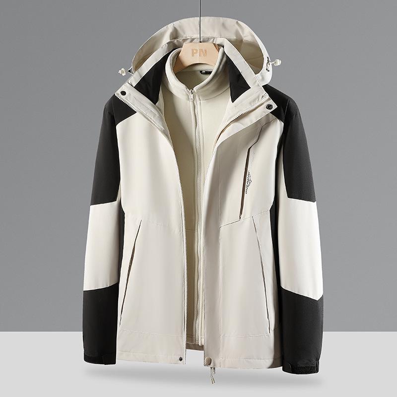 Women's Mink Fleece-Lined Three-in-One Detachable Waterproof Windproof Mountaineering Suit
