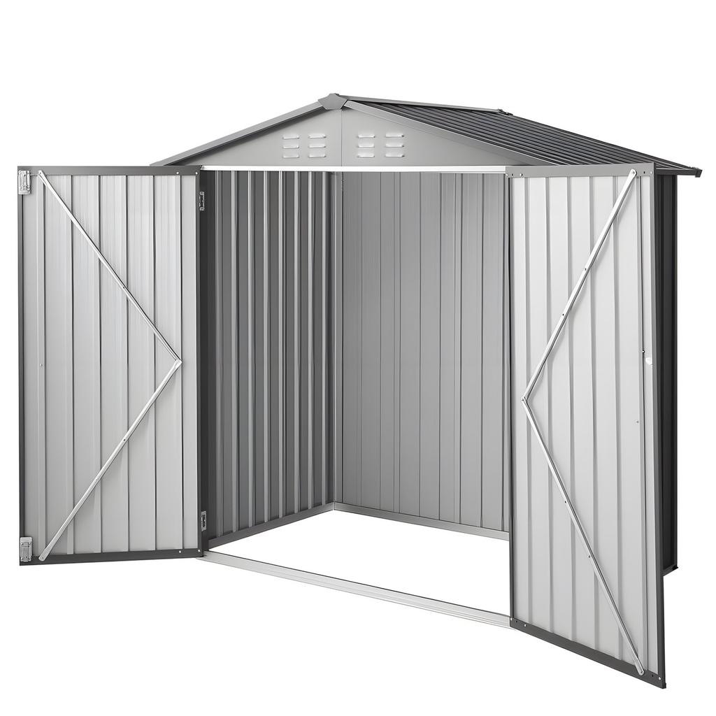 1860 X 1210 X 1841 Mm Metal Garden Shed, Outdoor Storage Shed with Lockable Doors & 4 Louver Vents, Peak Roof Metal Sheds Outdoors Storage, Storaged