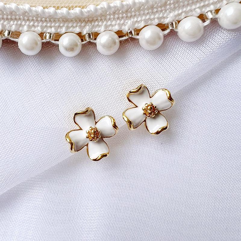 Tea Flower Mosquito Coil Holder Earrings, No-Pierce, Painless French Style for Women