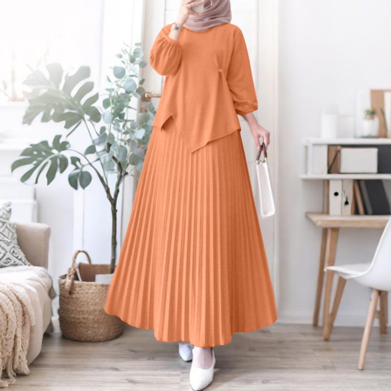 ZANZEA Women Long Sleeve Blouse and Long Skirts Casual Two Piece Suit Sets