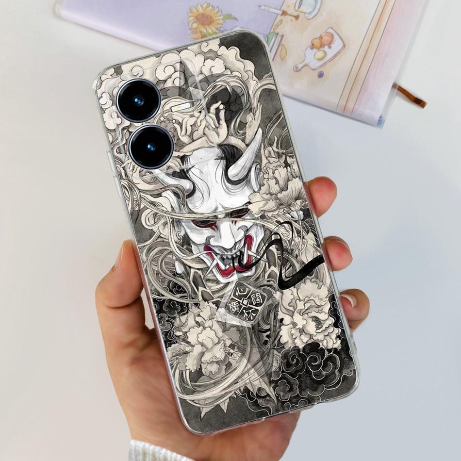 For Vivo Y22s Y22 Case VivoY22 Y 22 22S 4G 2022 V2206 V2207 Elegant Printing Soft Silicone Clear TPU Slim Phone Back Cover