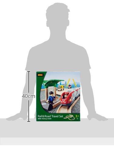 BRIO WORLD Rail & Road Travel Set [33-Piece Set] for Ages 3+ (Wooden Train with Rails) 33209