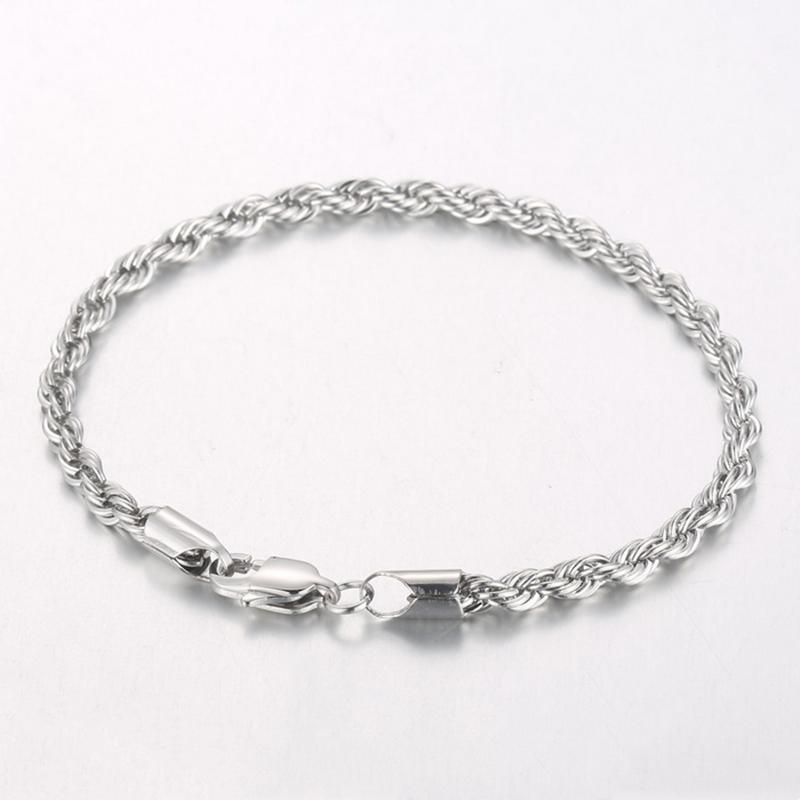20/21/22cm Stainless Steel Twisted Rope Link Chain for Men Stainless Steel Wrist Jewelry