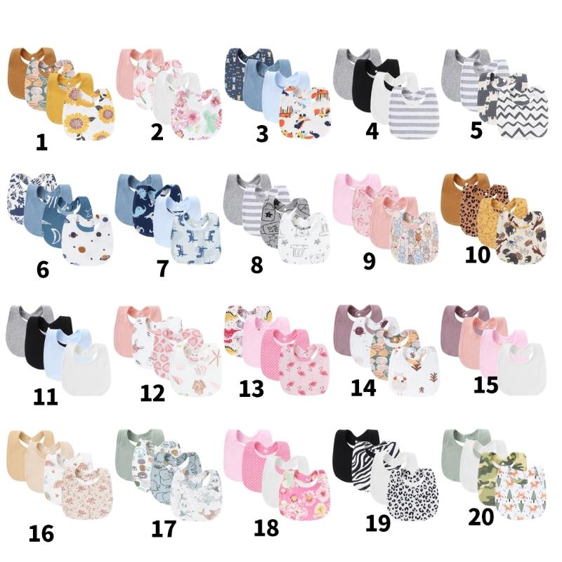 4 Stück/Packung Weiches & Atmungsaktives Baumwollmusselin Baby Lätzchen Set Spucktuch für Neugeborene Kleinkinder Sabbern und Zahnen