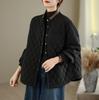 Women's Retro Diamond Lattice Winter Jacket - Color Block Warm Cotton Outerwear