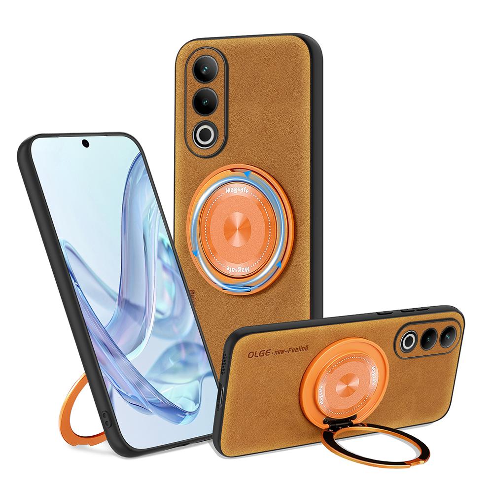For OnePlus ACE 3 3V Fine Hole Sheepskin Swivel Bracket Magnetic Soft Edge Anti Drop Anti Fingerprint Phone Case