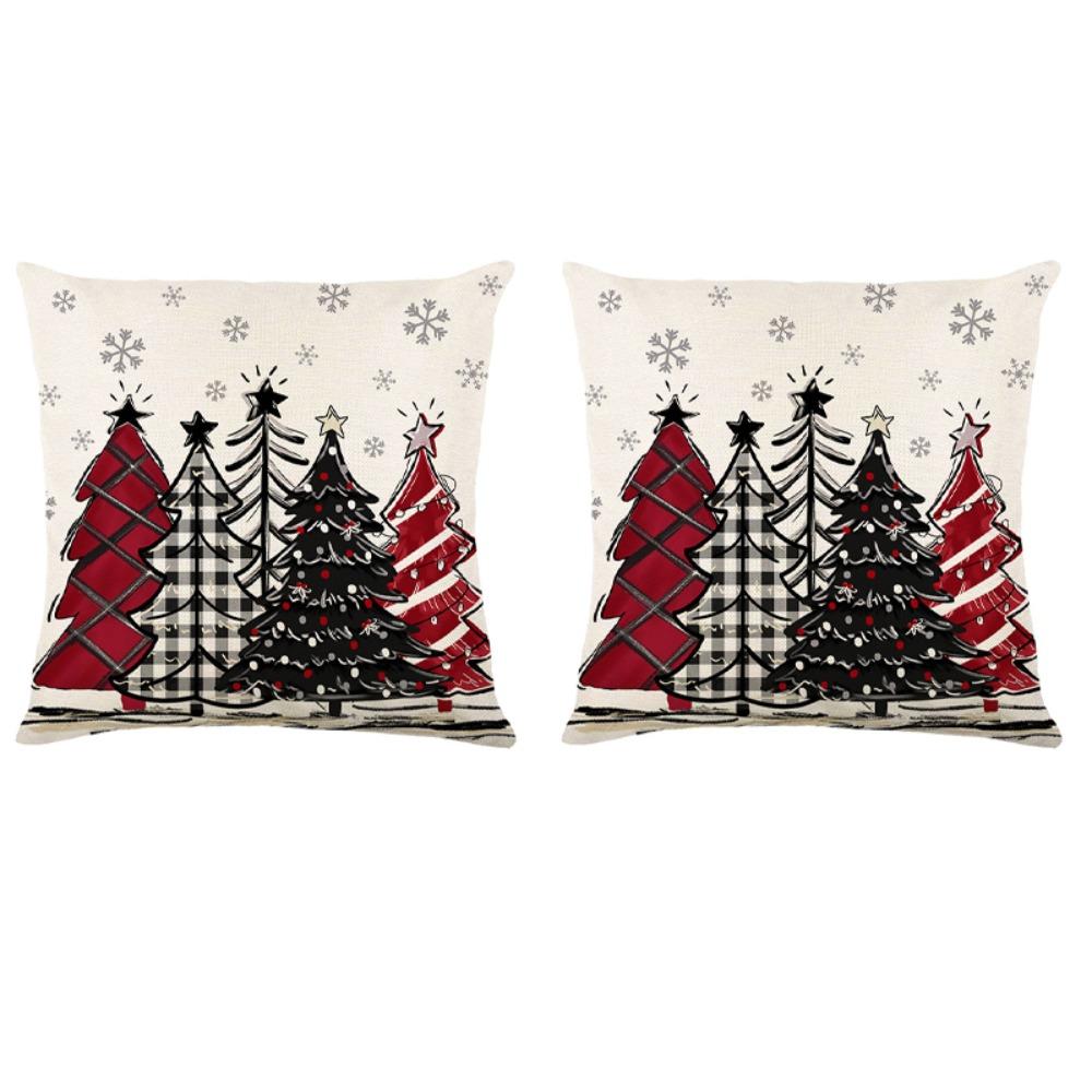 2Pcs 45x45cm Xmas Throw Pillow Case Microfiber Pillow Shell Sofa Pillowcase Children