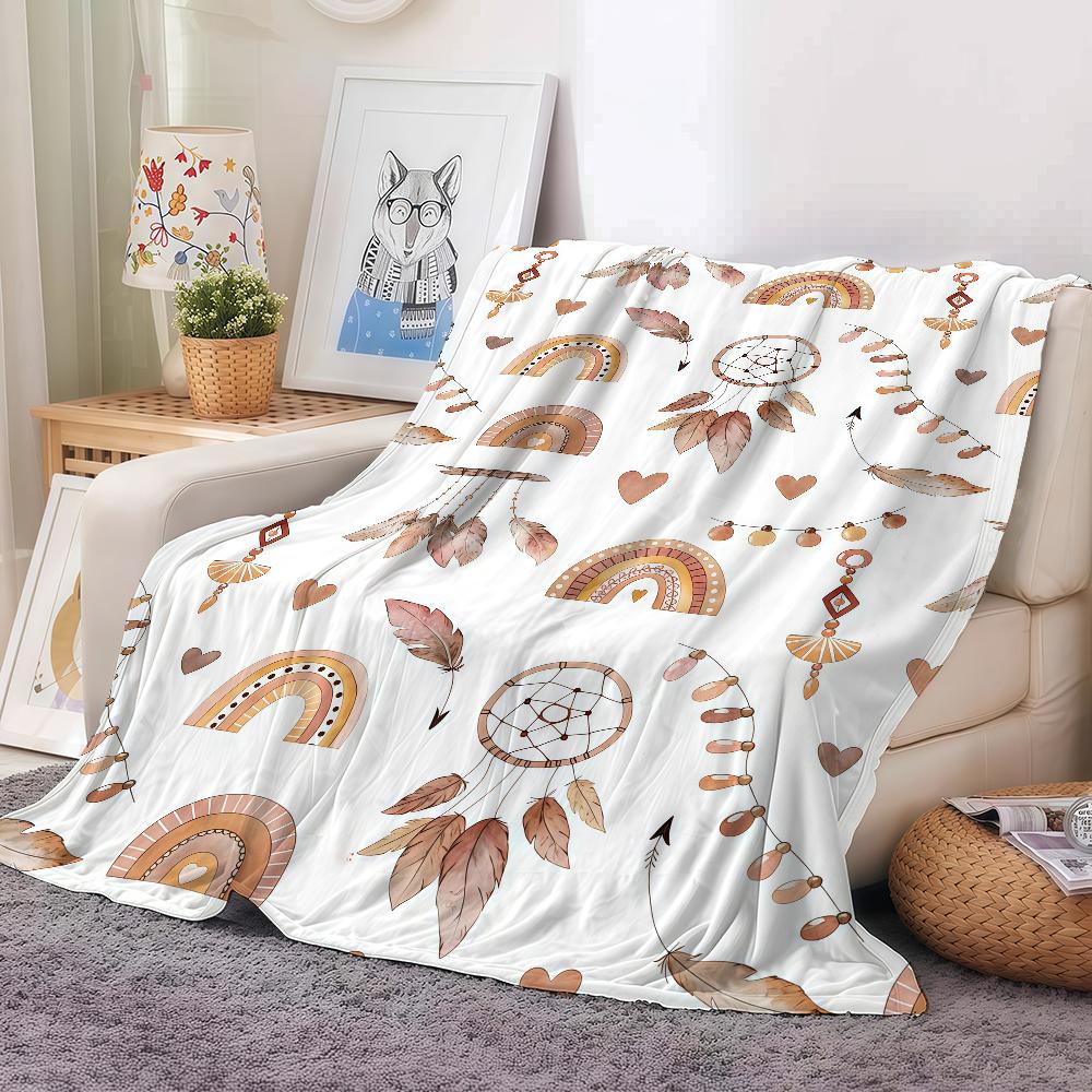 Cute Boho Style Art Blanket Warm And Soft Suitable For Bedroom Living Room Sofa Bed Office Travel Camping