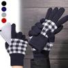 New Arrivals Open Run Gingham Check Gloves Finger Touchscreen Knit Color