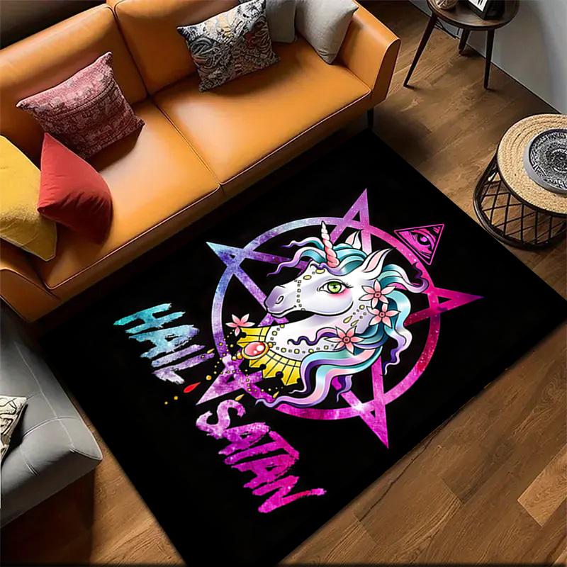 1pc Unicorn Carpet Rug for Living Room Bedroom Home Sofa Decoration,Kids play Non-slip Floor Mat