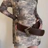 Coffee/Red Metal Buckle Wide Belt Y2K PU Leather Waistbands Retro Wide Waist Belt  Woman Girl