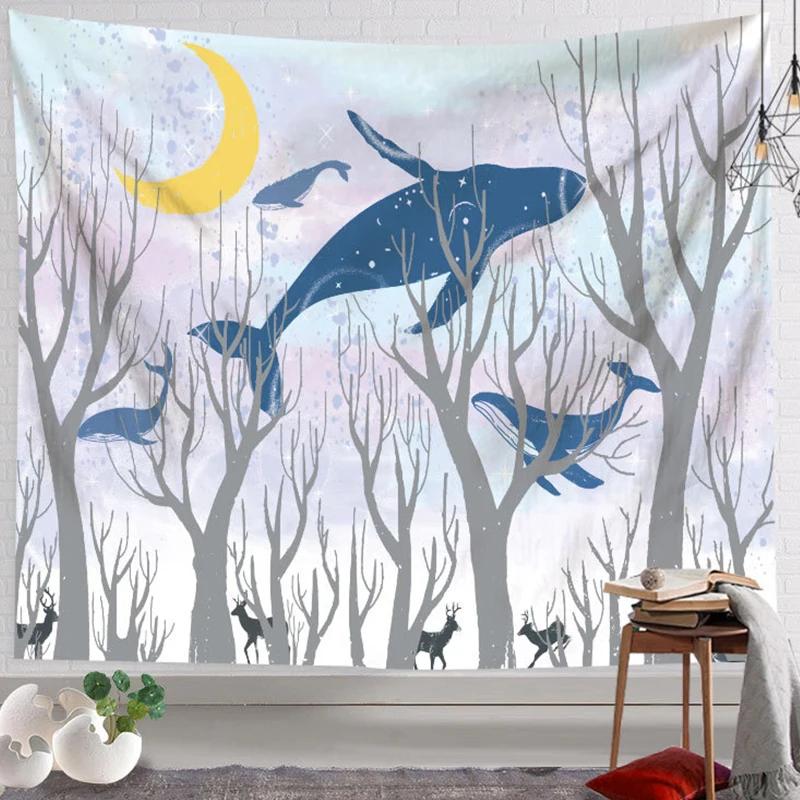 Christmas Elk Deer Tapestry Wall Decor Aesthetic Tapestry Home Decoration College Dorm Room Decor Art Tapestry Wall Hanging Decor