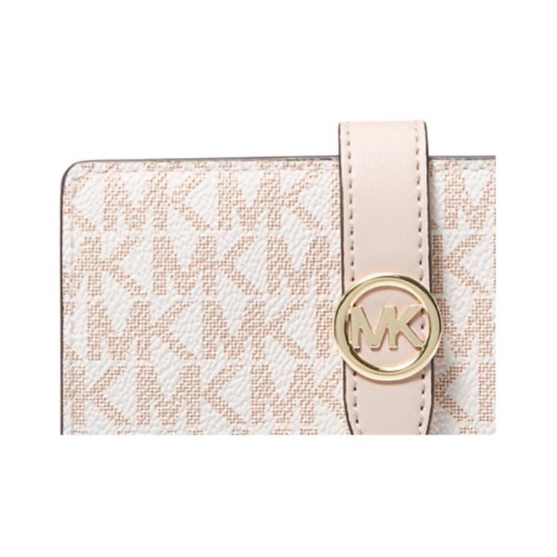 MICHAEL KORS Greenwich Monogram Logo Print Coated Canvas Wallet Medium Women's Pink