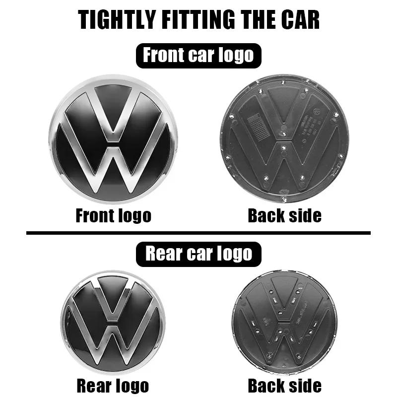 For VOLKSWAGEN VW 2Pcs ABS 139mm 110mm VW Polo Car Front Logo Grille Badge Trunk Badge For Volkswagen Polo 6 2019-2024 Car Repla Zq8
