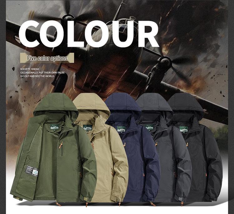 Men's Hooded Windbreaker Jacket - Waterproof, Windproof, Spring/Autumn Motorcycle Workwear Trend (Style 8817)