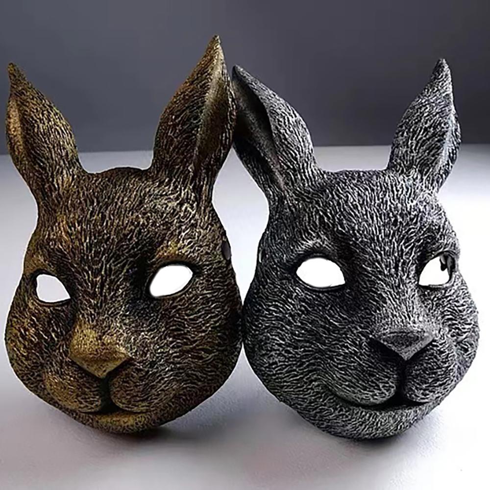 Maschera di Coniglio 3D Realistica Accessori Creativi Copricapo Schiuma PU Travestimento Adulto Locale Notturno Halloween Festa di Pasqua Decorazioni Carnevale Gadget