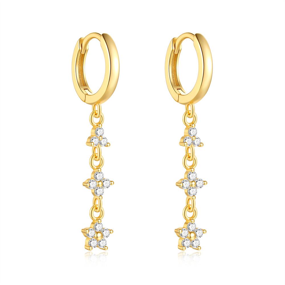 CANNER Pink Heart Shape Zircon Eight Pointed Star 925 Silver Stud Earring For Women Ins Tassel Flower Earring Gift