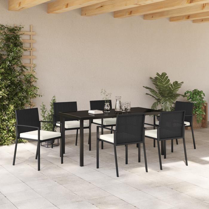 VidaXL Ensemble de salle à manger de jardin 7 pièces en rotin noir 3379237