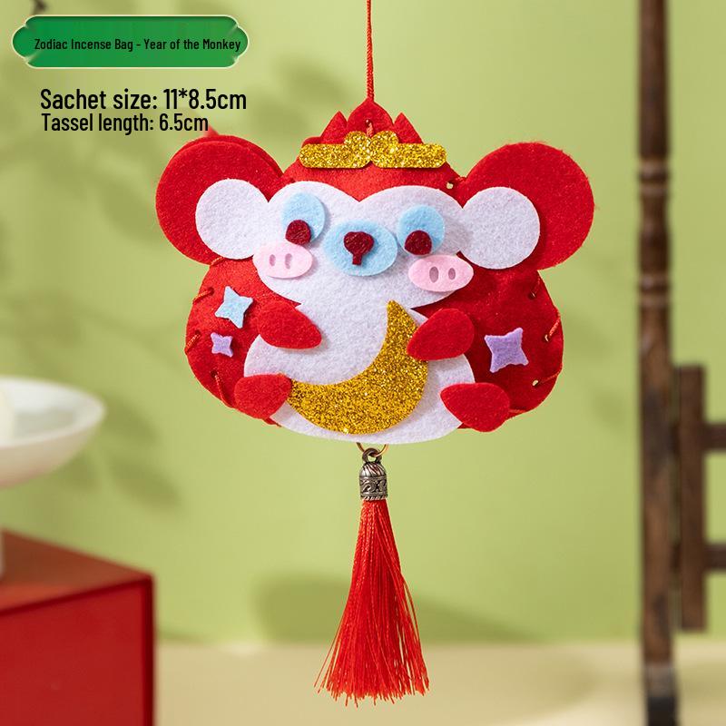 Zodiac Animal Cartoon DIY Zongzi Sachet Kit - Handmade Fabric Art Gift for Dragon Boat Festival