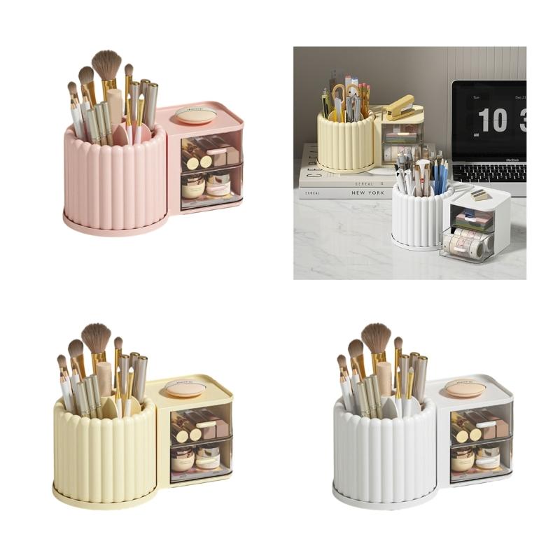 Large Capacity Rotating Pen Holder Desktop Drawer Makeup Organizer Stationery Box Case School Office Desk Storage Shelf