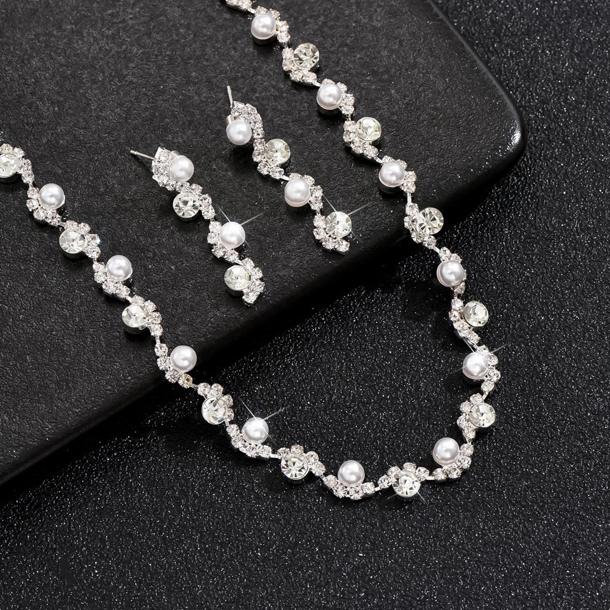 

Bridal Wedding Dress Bright Rhinestones Zircon Angel Tears Drops Necklace Earrings
