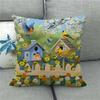 Watercolor Bird Parrot Flower Oil Painting Digital Printing Short Plush Pillow Covers For Sofa Office Cushion Cover Home Goods