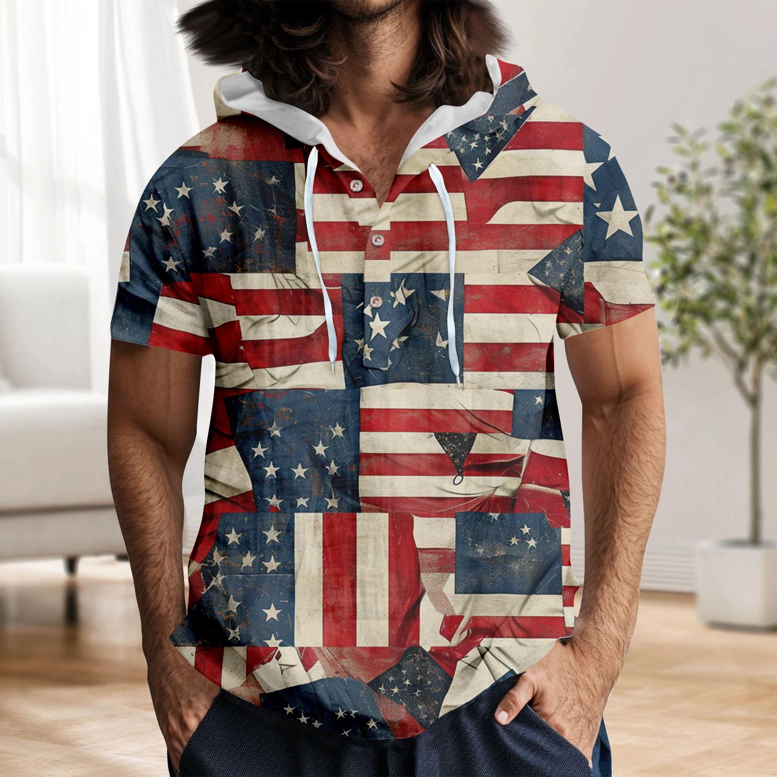 

Мужская повседневная футболка с короткими рукавами, капюшоном и открытым воротом на пуговицах XXL хаки