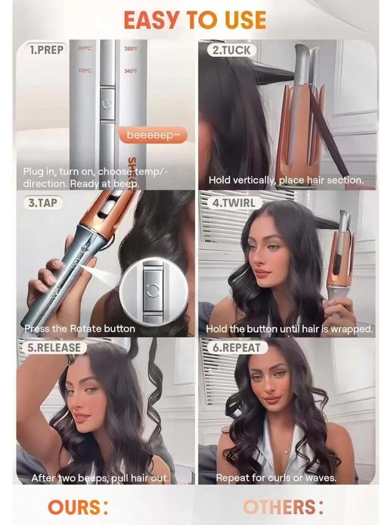 Automatic Curling Iron - Damage-Free, Negative Ion for Large Waves & Curls