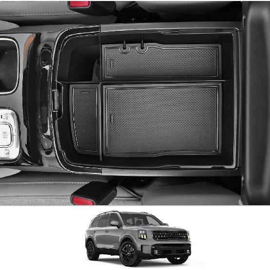 

CDEFG for 2024 2025 Telluride Center Console Organizer Tray for Kia Telluride 2025 2024 2023 2022 2021 2020 Armrest Tray Storage Box Insert Tray Without Coin Holder