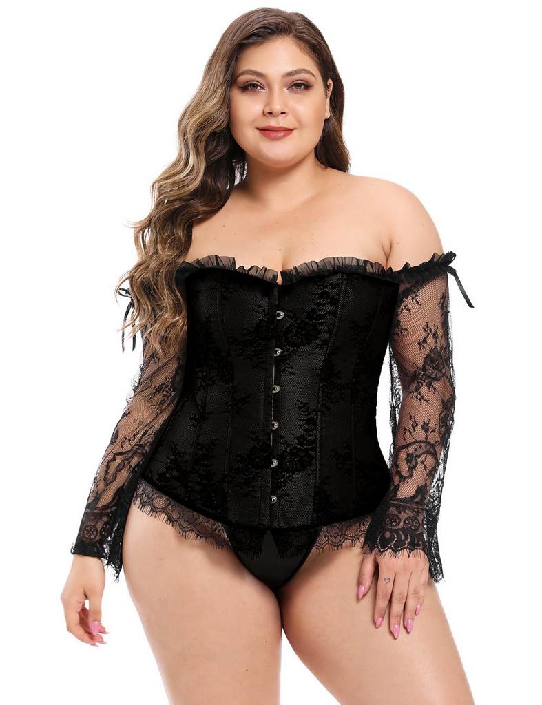 Corset Gothic Noir Dentelle Contrôle du Ventre
